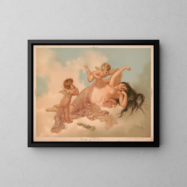 L'Éveil de l'amour - Joseph Hoover — gerahmtes Bild an der Wand