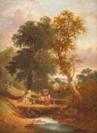 Joseph Horlor - Peasants walking by a stream.webp