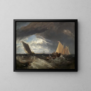 Der Zusammenfluss von Themse und Medway - Joseph Mallord William Turner — gerahmtes Bild an der Wand