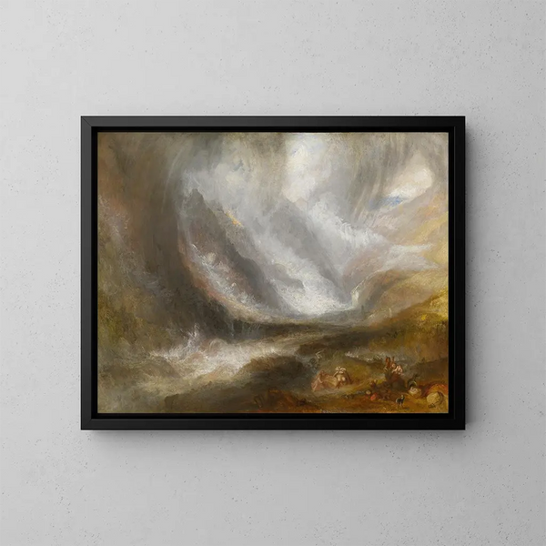 Vallée d'Aoste: Schneesturm, Lawine und Gewitter - Joseph Mallord William Turner — gerahmtes Bild an der Wand