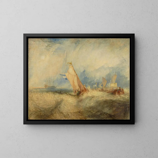 Van Tromp bereitet sich darauf vor, seine Meister zu erfreuen - Joseph Mallord William Turner — gerahmtes Bild an der Wand