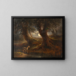 Joseph Mssmer - Waldpartie bei Mondlicht.webp