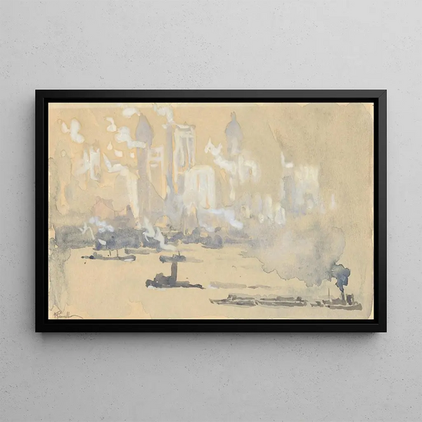 Remorqueurs - Joseph Pennell — gerahmtes Bild an der Wand