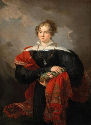 Joseph Salomon - Portrait of a Noblewoman with Flowers and a cashemere shawl.webp