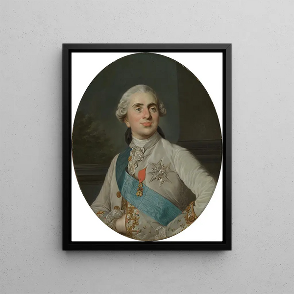 Portrait in Brustansicht des Königs Ludwig XVI. von Frankreich - Joseph Siffred Duplessis — gerahmtes Bild an der Wand