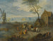 Eine Dorfszene mit Reisenden in der Nähe eines Windmühlens - Joseph van Bredael — Ansicht des Kunstwerks