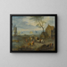 Eine Dorfszene mit Reisenden in der Nähe eines Windmühlens - Joseph van Bredael — gerahmtes Bild an der Wand