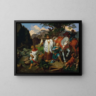 Rodolphe von Habsburg und der Priester - Joseph von Führich — gerahmtes Bild an der Wand