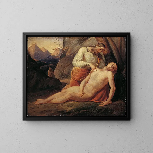 Der gute Samariter - Joseph von Führich — gerahmtes Bild an der Wand