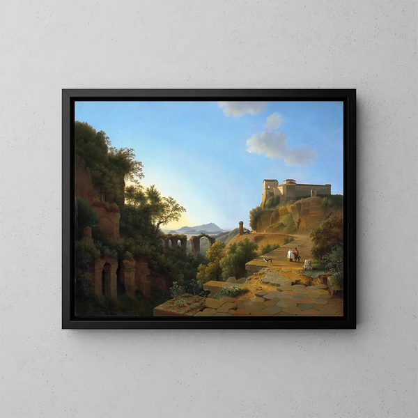 Der Golf von Neapel mit der Insel Ischia in der Ferne - Josephus Augustus Knip — gerahmtes Bild an der Wand
