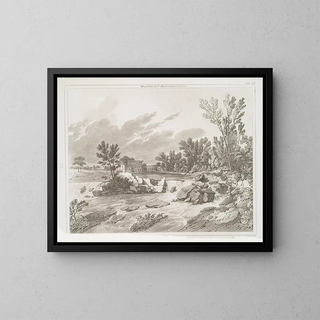 Der Staudamm von Bolling bei Peterburg, Virginia - Joshua Shaw — gerahmtes Bild an der Wand
