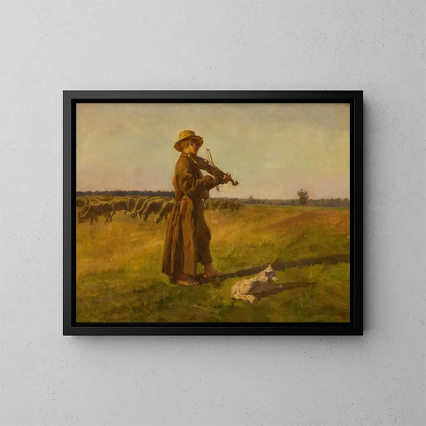 Der Kuhfischer - Józef Chełmoński — gerahmtes Bild an der Wand