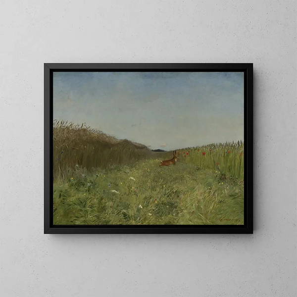 Hase im Kornfeld - Józef Chełmoński — gerahmtes Bild an der Wand