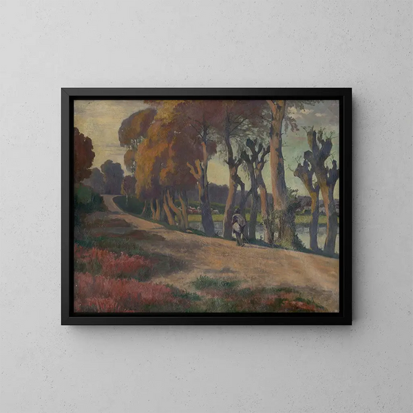 Landschaft mit einem Hirten - Jozef Hanula — gerahmtes Bild an der Wand