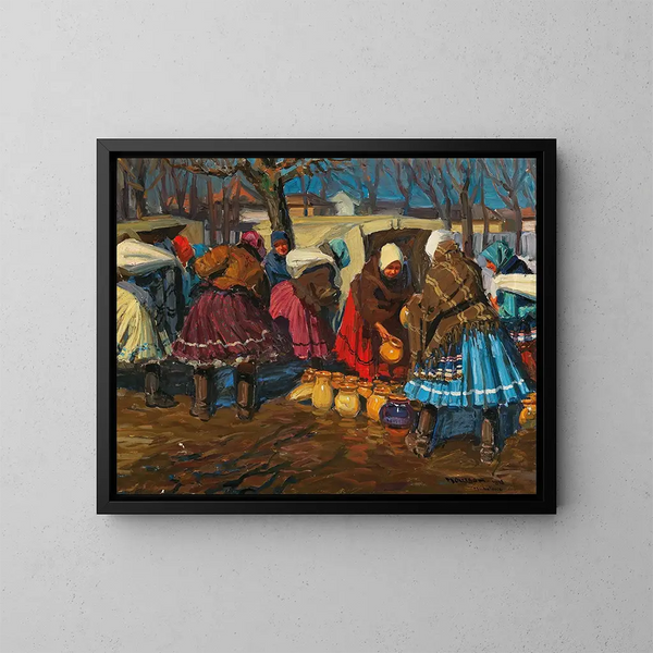 Ein Töpfermarkt in Mihalovce - Jozef Teodor Mousson — gerahmtes Bild an der Wand