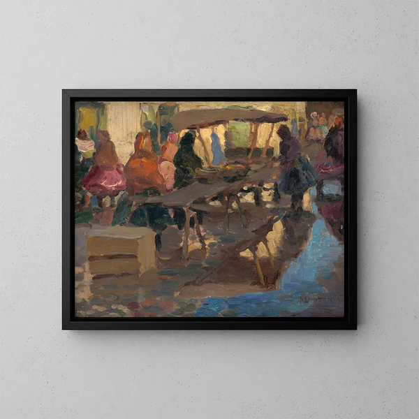 Studie eines Marktes - Jozef Teodor Mousson — gerahmtes Bild an der Wand