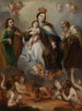 Die Jungfrau vom Carmen und die Seelen des Fegefeuers mit heiligem Joseph und dem Propheten Elias - Juan Francisco de Aguilera — Ansicht des Kunstwerks