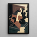 Glas und Wasserflasche - Juan Gris — gerahmtes Bild an der Wand