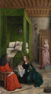 Die Geburt und die Taufe des Johannes des Täufers - Juan de Flandes — Ansicht des Kunstwerks