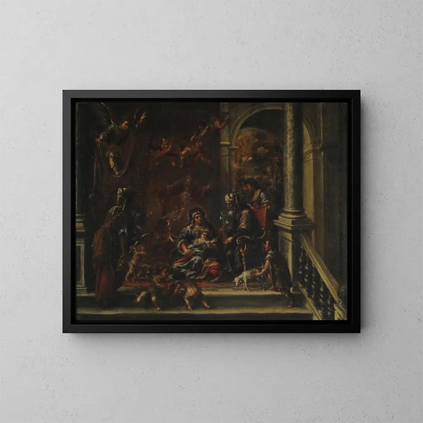 Die Geburt der Jungfrau - Juan de Valdés Leal — gerahmtes Bild an der Wand