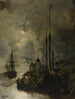 Stadt am Meerufer im Mondschein - Jules-Achille Noël — Ansicht des Kunstwerks