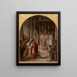 JulesEugne Lenepveu - Saint Ambroise interdit lentre du lieu saint lempereur Thodose coupable du meurtre des habitants dAntioche.webp