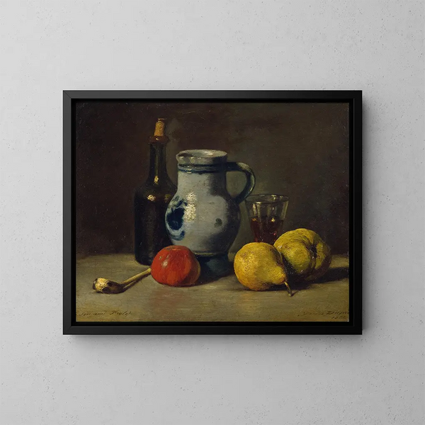 Stillleben mit einer grauen Krug - Jules Dupré — gerahmtes Bild an der Wand