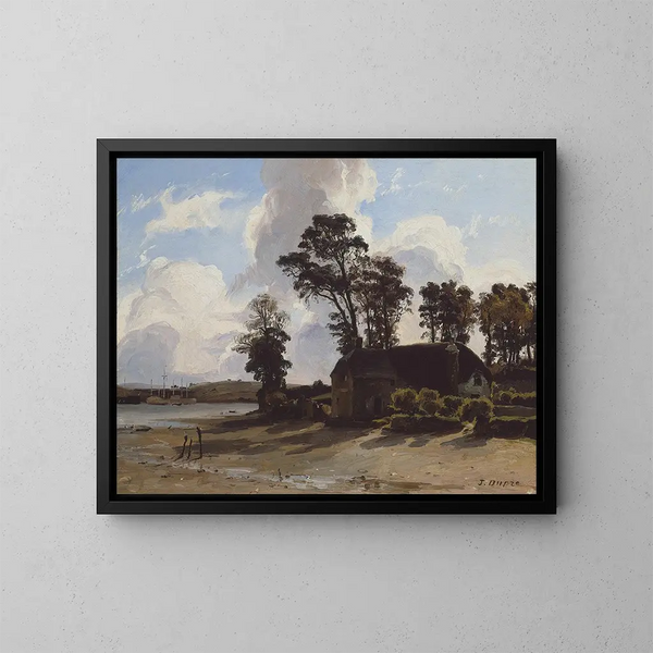 Die Farm des Mündungsufers - Jules Dupré — gerahmtes Bild an der Wand