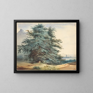 Jules Dupr - Two Ancient Trees before a Mountain Peak.webp
