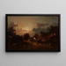 Dorfszene bei Sonnenuntergang - Jules Dupré — gerahmtes Bild an der Wand