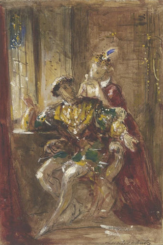 Jules Lunteschtz - Sitzender Kavalier mit hinter ihm stehender Dame.webp