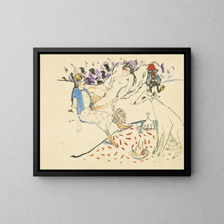 Frau mit ihrem Hund und Nacktem - Jules Pascin — gerahmtes Bild an der Wand