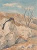 Mann sitzt in der Wüste - Juliaan De Vriendt — Ansicht des Kunstwerks