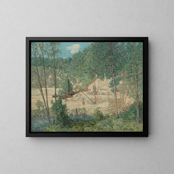 Die Konstruktion des Damms - Julian Alden Weir — gerahmtes Bild an der Wand