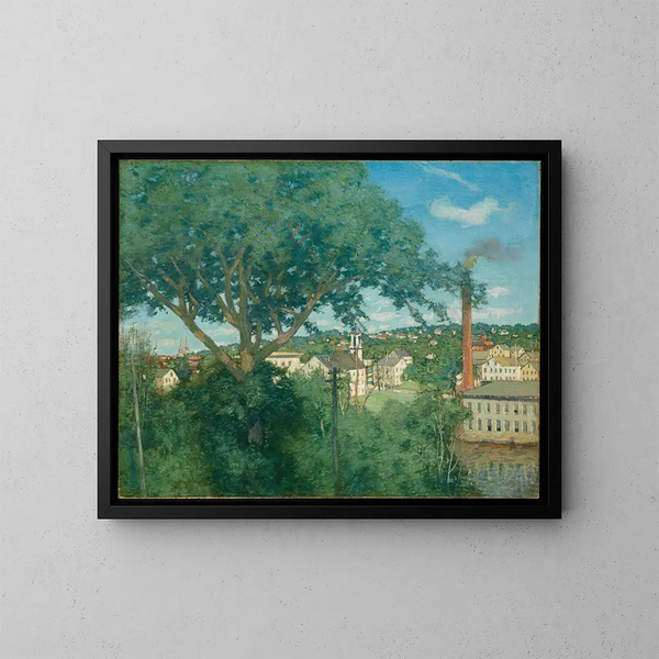 Das Dorf der Fabrik - Julian Alden Weir — gerahmtes Bild an der Wand