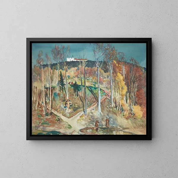 Garten - Julian Fałat — gerahmtes Bild an der Wand