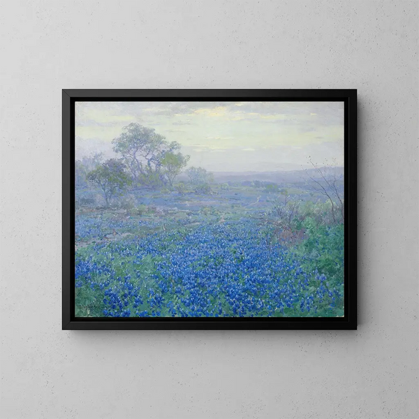 Ein bewölkter Tag, Bluebonnets in der Nähe von San Antonio, Texas - Julian Onderdonk — gerahmtes Bild an der Wand