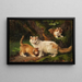 Familie von Katzen, die im Wald spielen - Julius Adam der Jüngere — gerahmtes Bild an der Wand