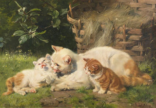 Julius Adam the younger - Katzenmutter mit ihren beiden Jungen.webp