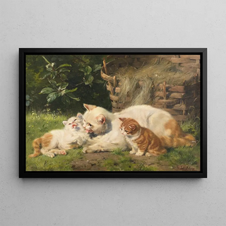 Julius Adam the younger - Katzenmutter mit ihren beiden Jungen.webp