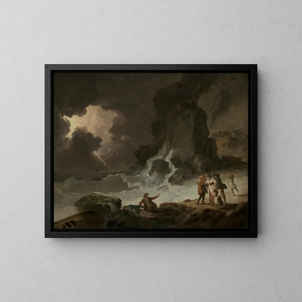 Eine Sturmfront hinter der Isle of Wight - Julius Caesar Ibbetson — gerahmtes Bild an der Wand