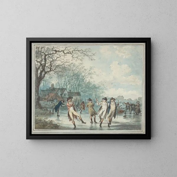 Patineurs sur le Serpentine dans Hyde Park - Julius Caesar Ibbetson — gerahmtes Bild an der Wand