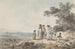 Ansicht von London mit St. Paul im Hintergrund, eine Familie macht Pause auf einem Weg - Julius Caesar Ibbetson — Ansicht des Kunstwerks