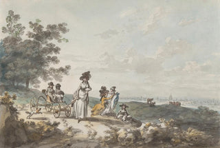 Julius Caesar Ibbetson - View of London with St Pauls in the Distance Woman and Children with a Baby Carriage.webp