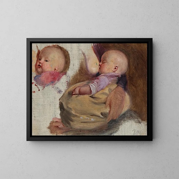 Studie eines gestillten Kindes - Julius Friedländer — gerahmtes Bild an der Wand