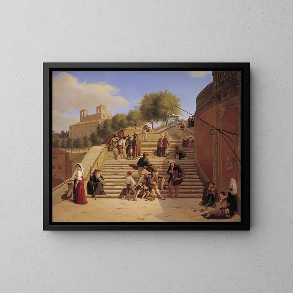 Les escaliers espagnols à Rome - Julius Friedländer — gerahmtes Bild an der Wand