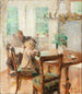 L'enfant heilt, während der Vater die Zeitung liest - Julius Paulsen — Ansicht des Kunstwerks