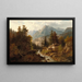 Ein Bergmühle mit Fischer an einem Bach - Julius Rose — gerahmtes Bild an der Wand