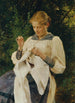 Junge Frau mit Arbeit - Julius Schmid — Ansicht des Kunstwerks