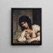 Dame auf der Brust mit einer Rose - Julius Schrader — gerahmtes Bild an der Wand